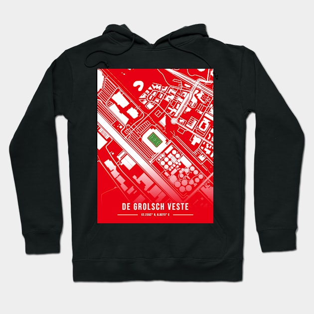 De Grolsch Veste Map Design - Red Hoodie by TopFootballStadiums